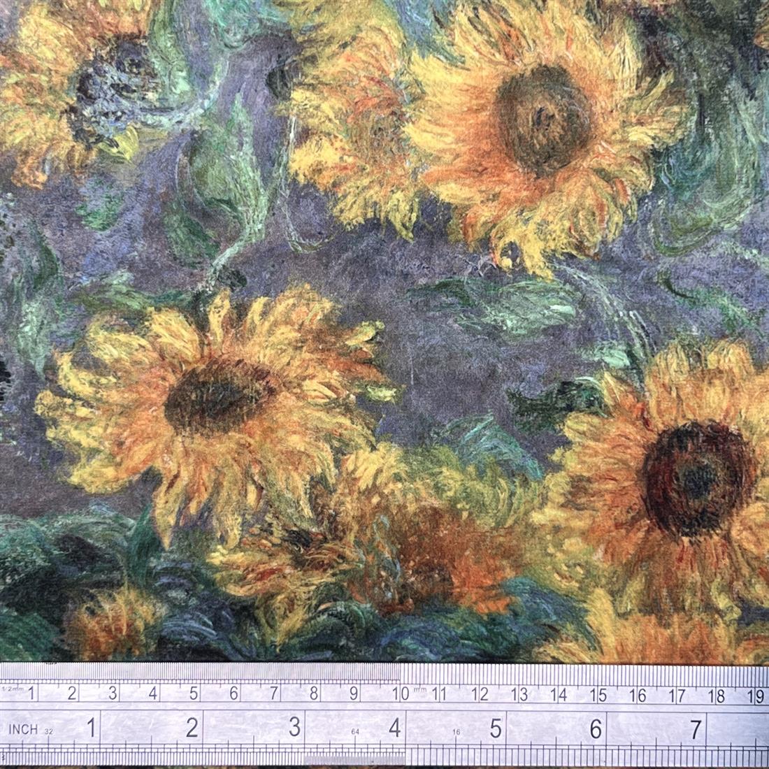 Grey Van Gogh Sunflowers - Digitally Printed Velvet