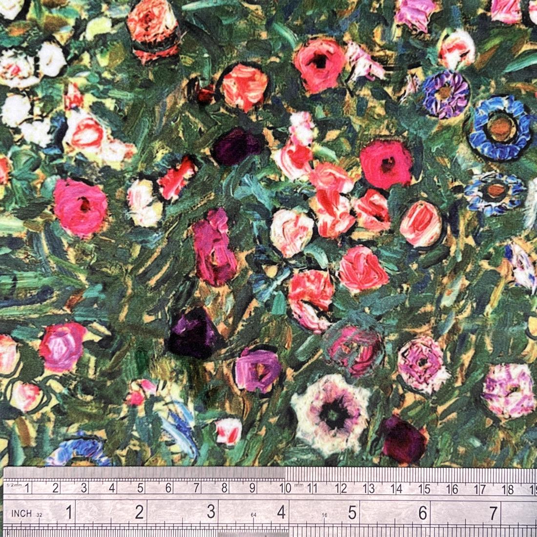 Green Klimt's Italian Garden Digitally Printed Velvet