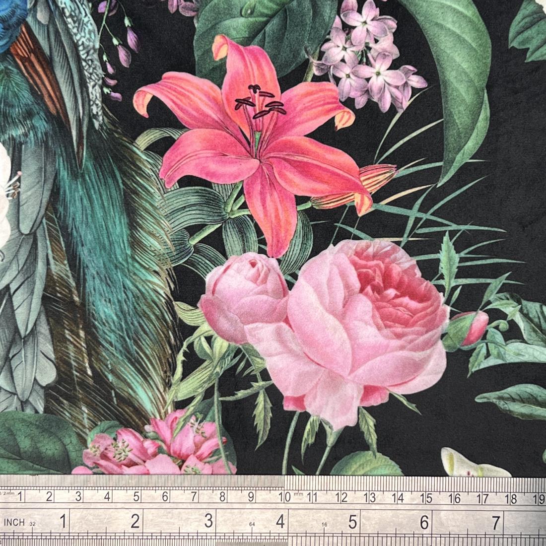 Peacock Blossom Jet Black Digitally Printed