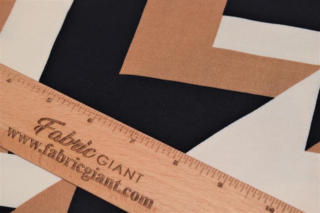 Black & Beige Geometric Print Rayon Fabric