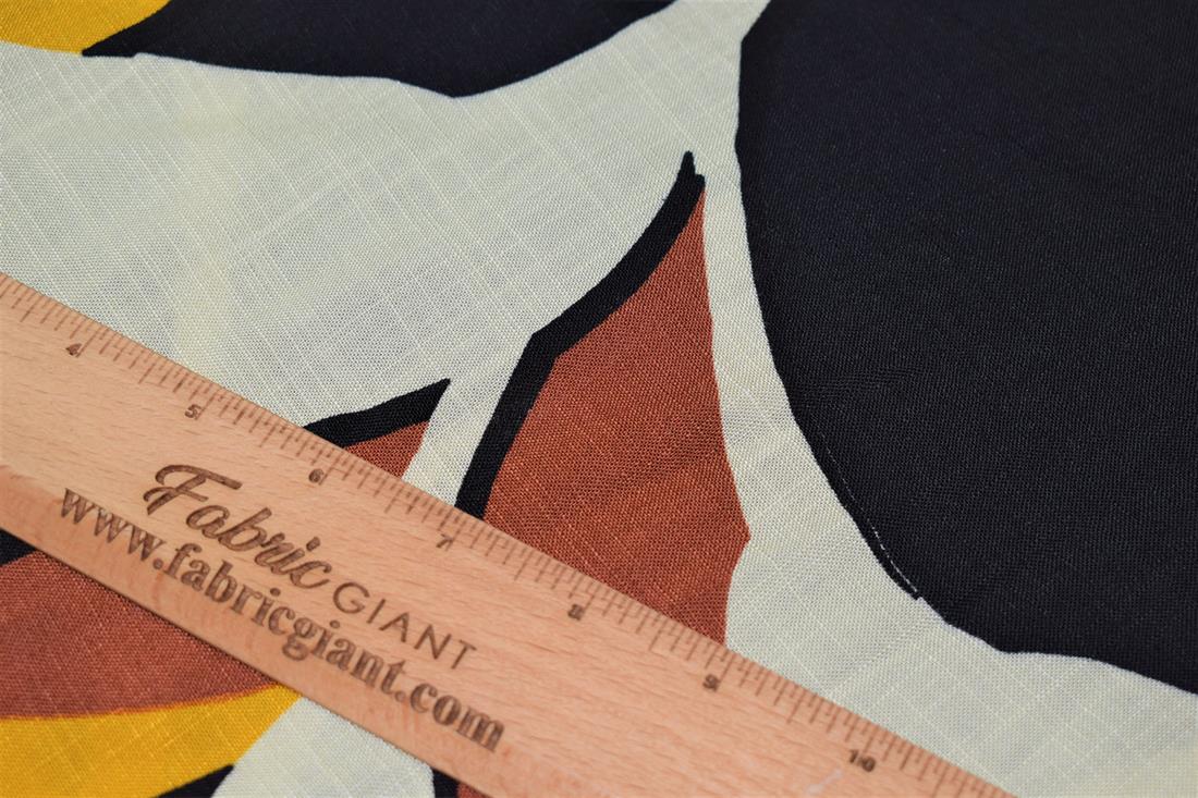 Black Tulip Print Rayon Fabric