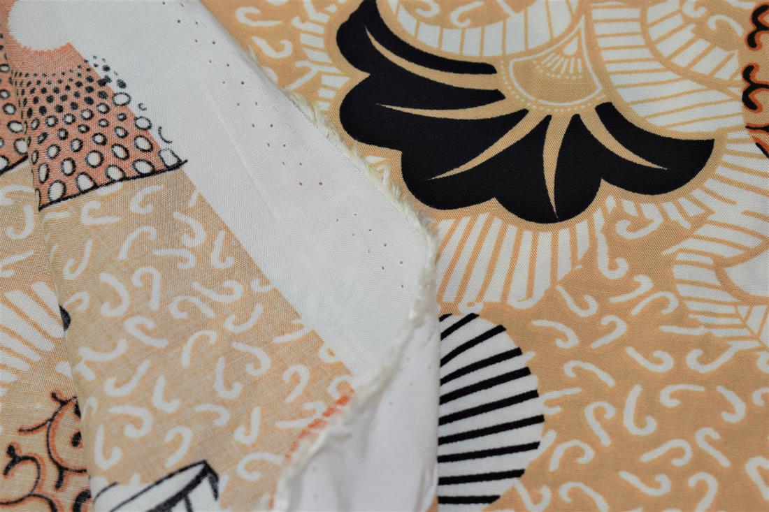 Beige & Orange Tribal Print Rayon Fabric