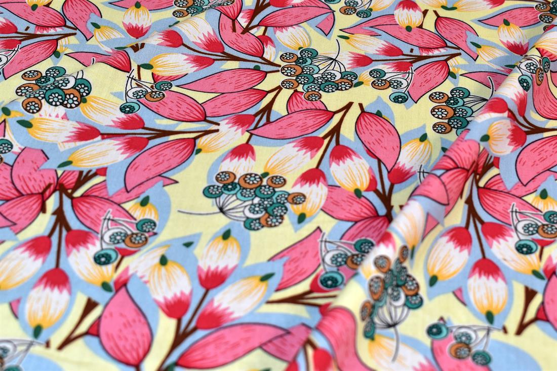 Printed Floral 100% Viscose Fabric Material
