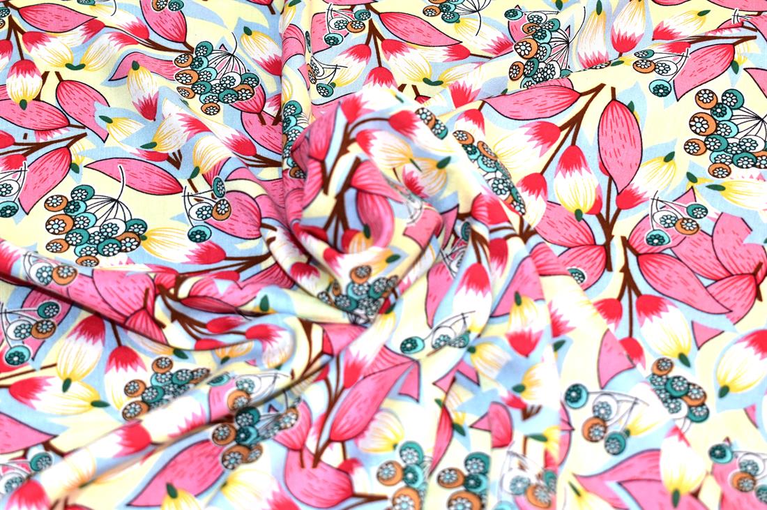 Printed Floral 100% Viscose Fabric Material