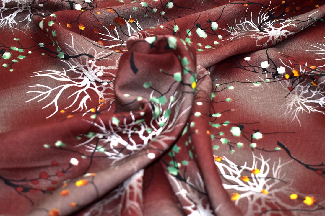 Printed Leaves 100% Viscose Fabric Material