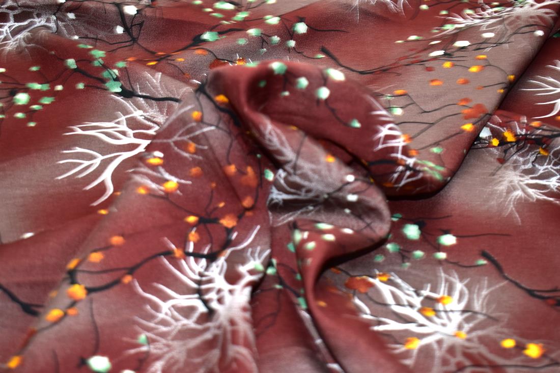 Printed Leaves 100% Viscose Fabric Material