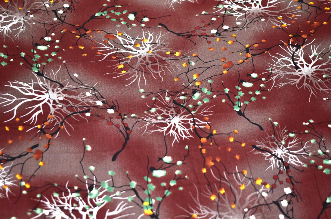 Printed Leaves 100% Viscose Fabric Material