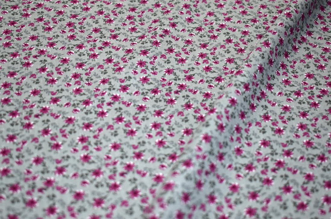 Silver & Grey Printed Floral 100% Viscose Fabric Material
