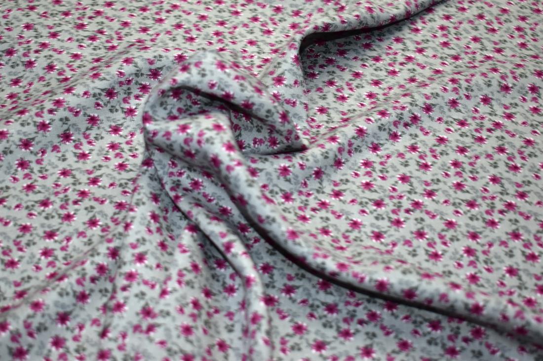 Silver & Grey Printed Floral 100% Viscose Fabric Material