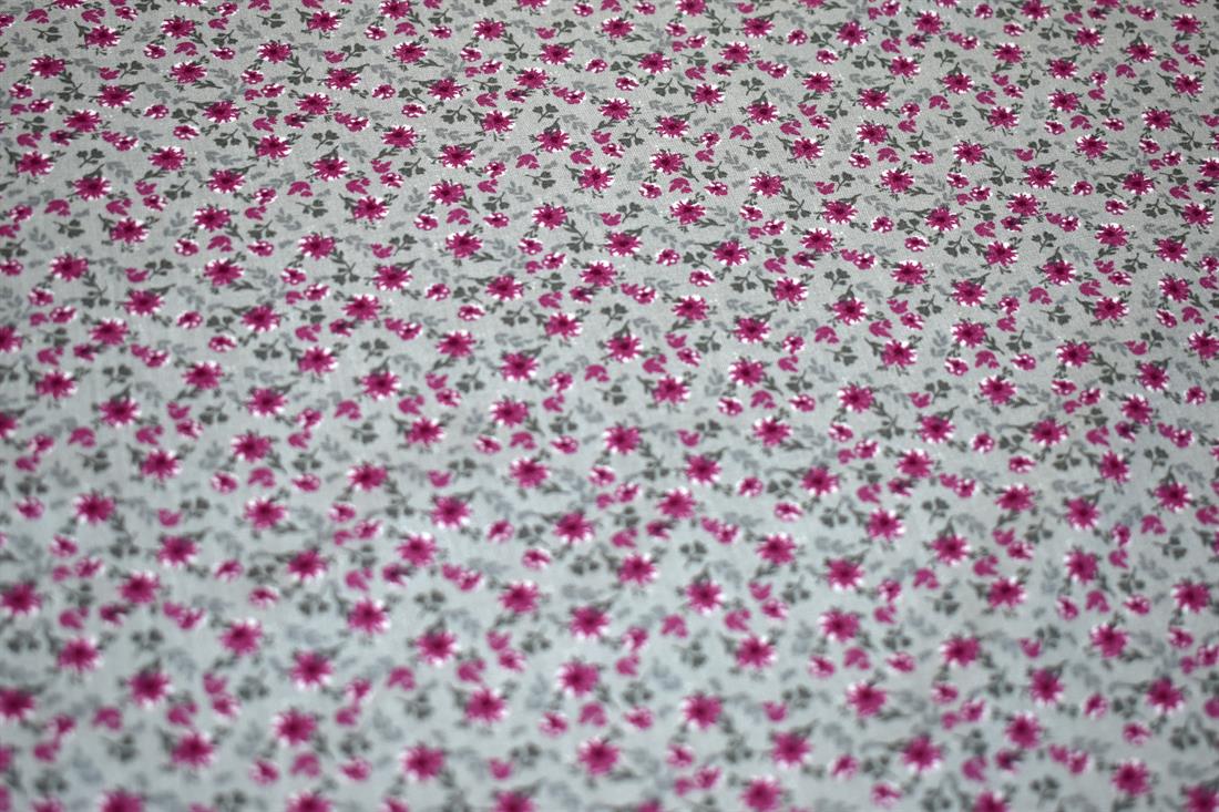 Silver & Grey Printed Floral 100% Viscose Fabric Material
