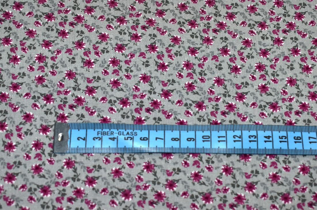 Silver & Grey Printed Floral 100% Viscose Fabric Material