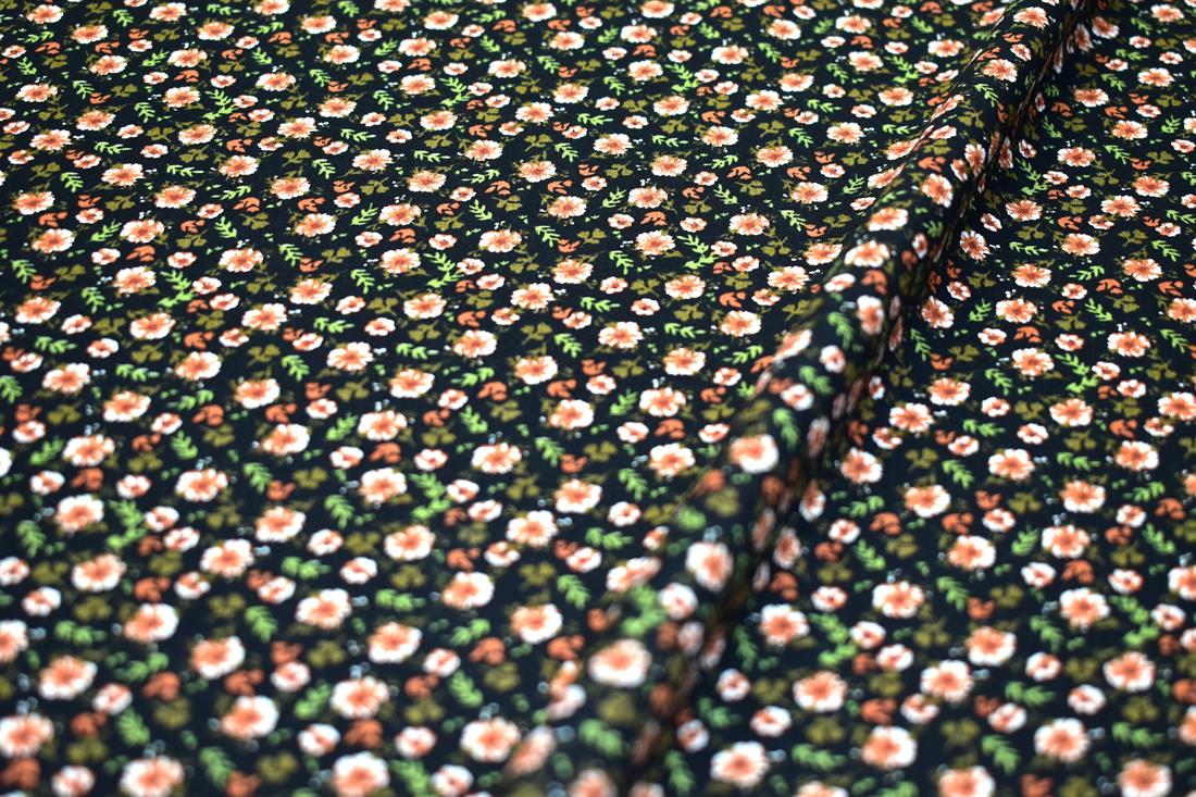 Black Printed Floral 100% Viscose Fabric Material