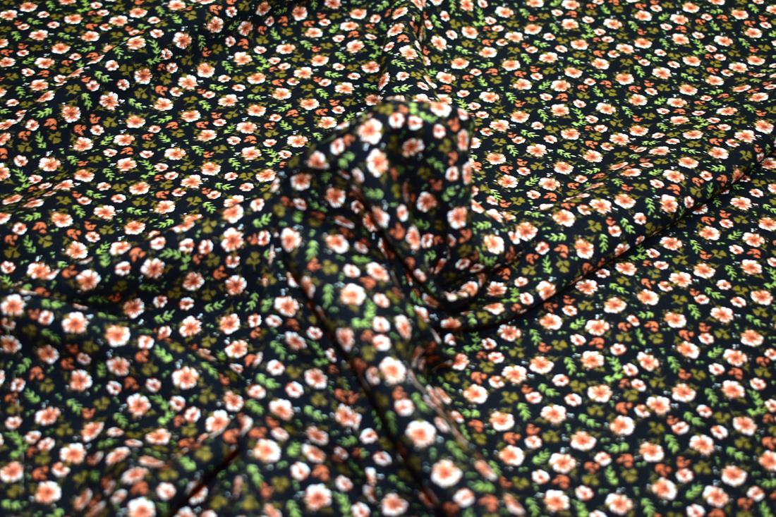 Black Printed Floral 100% Viscose Fabric Material