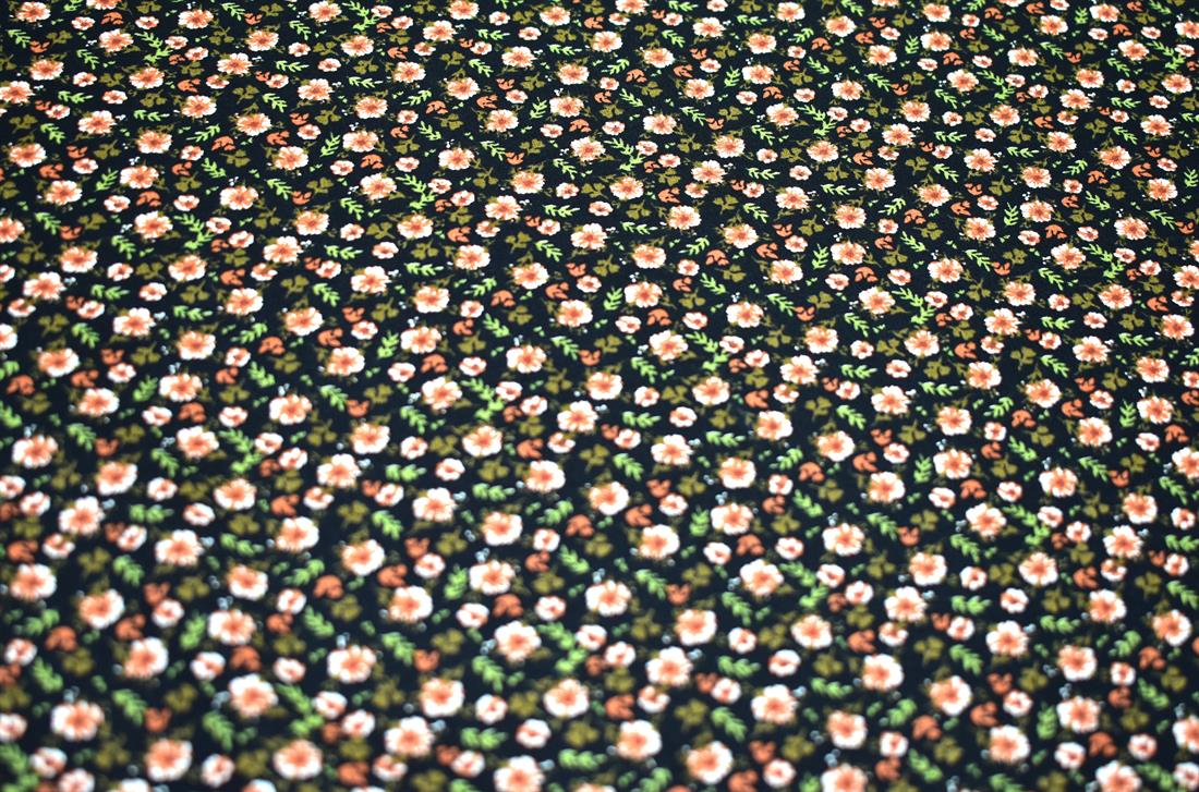 Black Printed Floral 100% Viscose Fabric Material