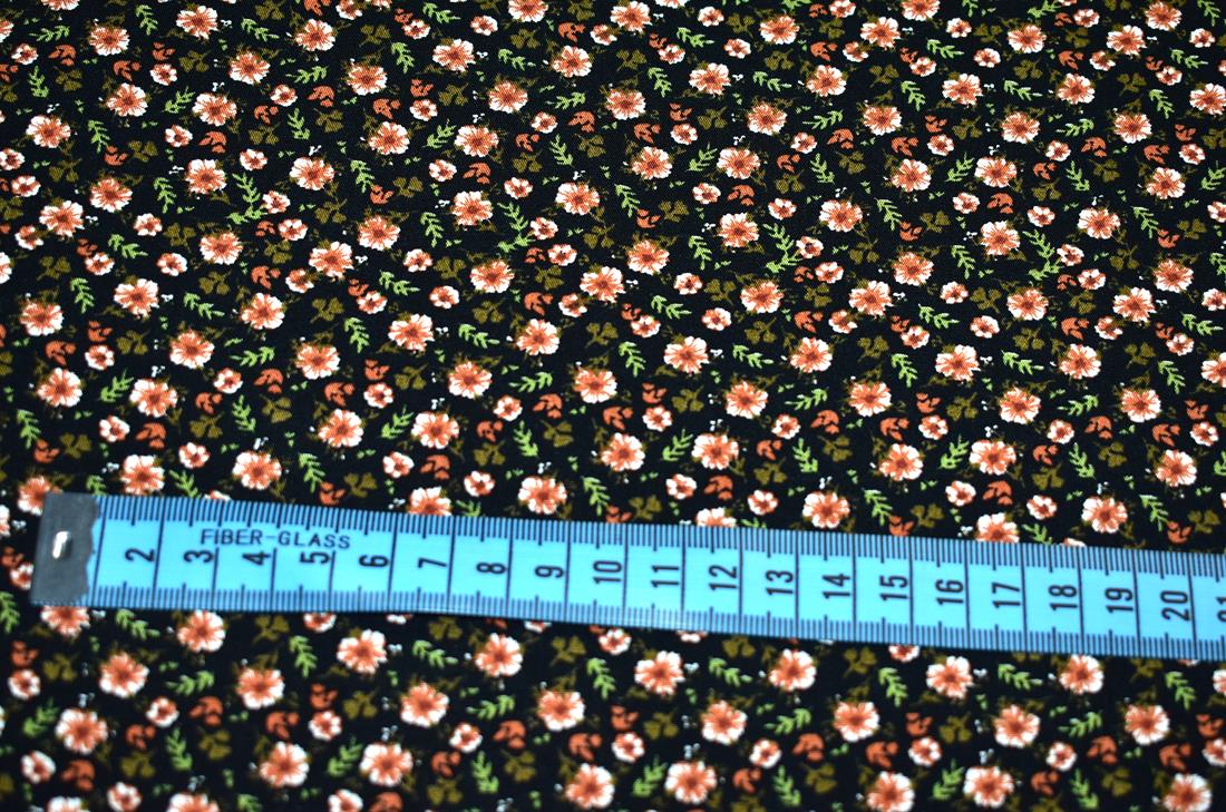 Black Printed Floral 100% Viscose Fabric Material