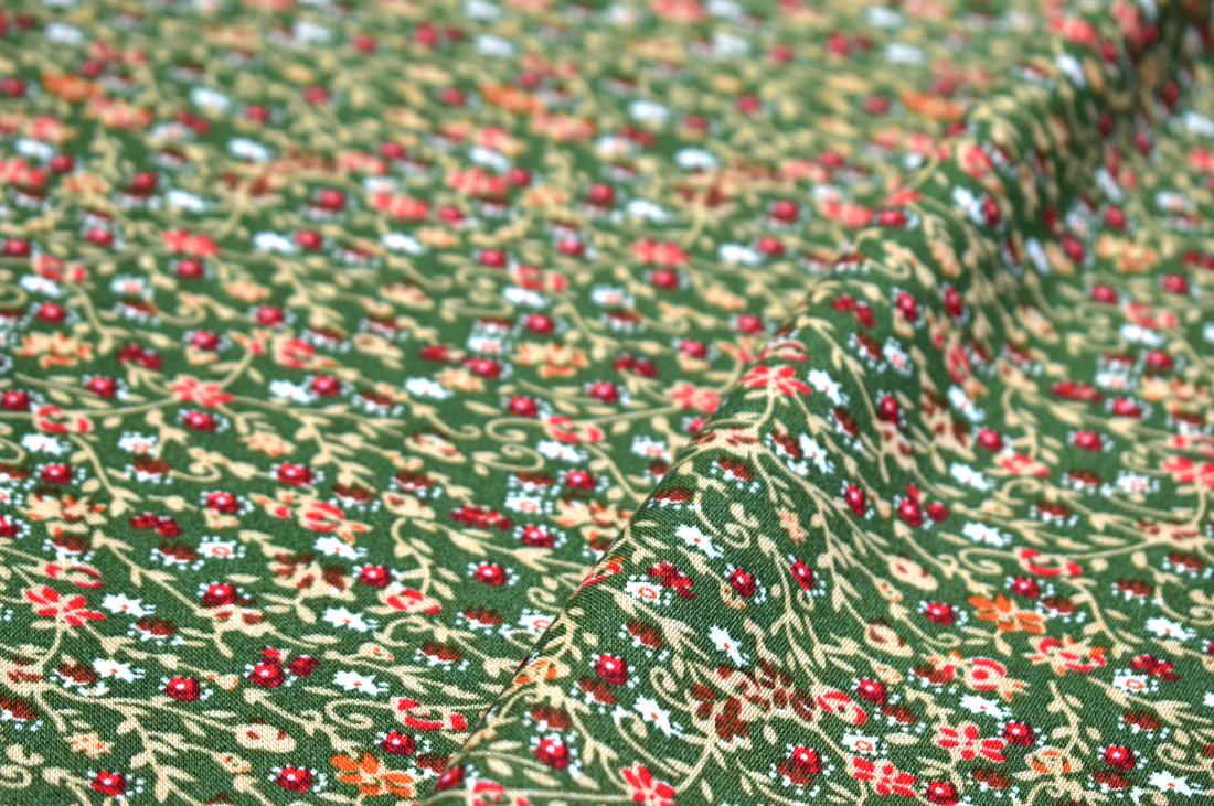 Sage Green Printed Floral 100% Viscose Fabric Material