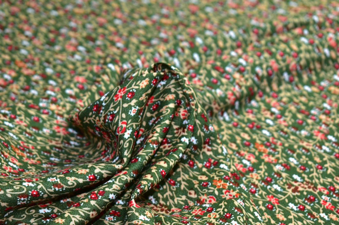 Sage Green Printed Floral 100% Viscose Fabric Material