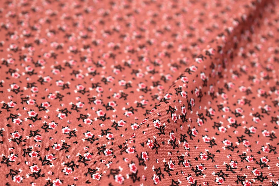 Dusky Pink Printed Floral 100% Viscose Fabric Material