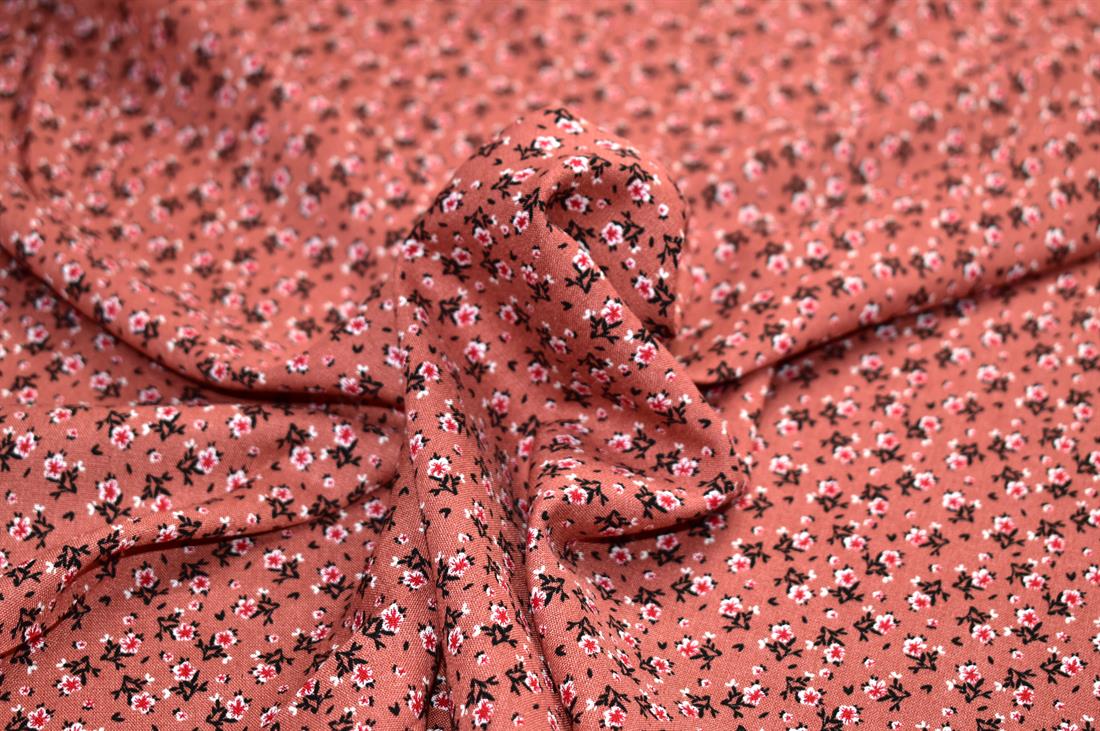 Dusky Pink Printed Floral 100% Viscose Fabric Material