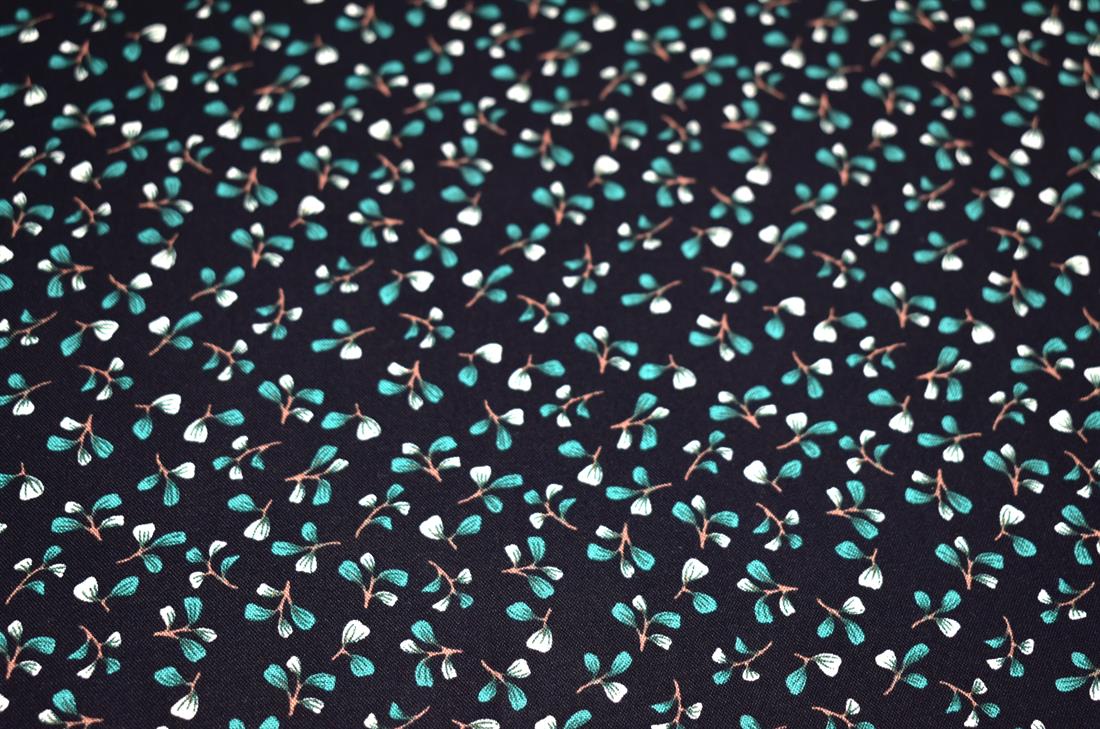 Black & Green Printed Floral 100% Viscose Fabric Material