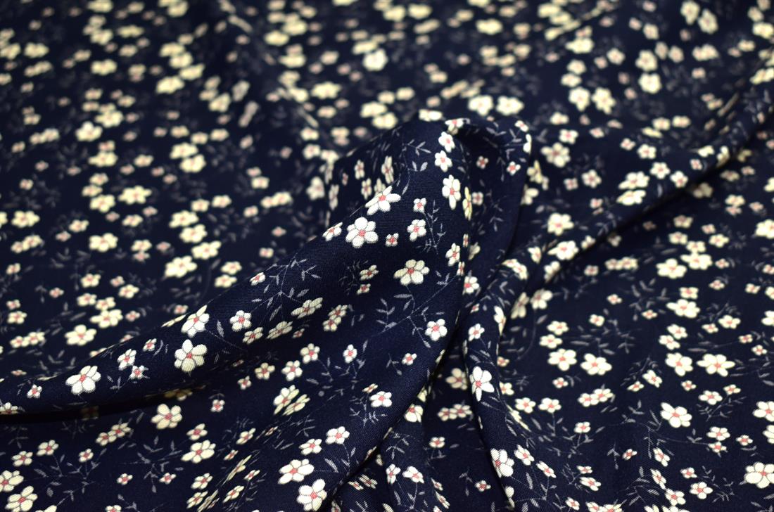 Black & Beige Printed Floral 100% Viscose Fabric Material