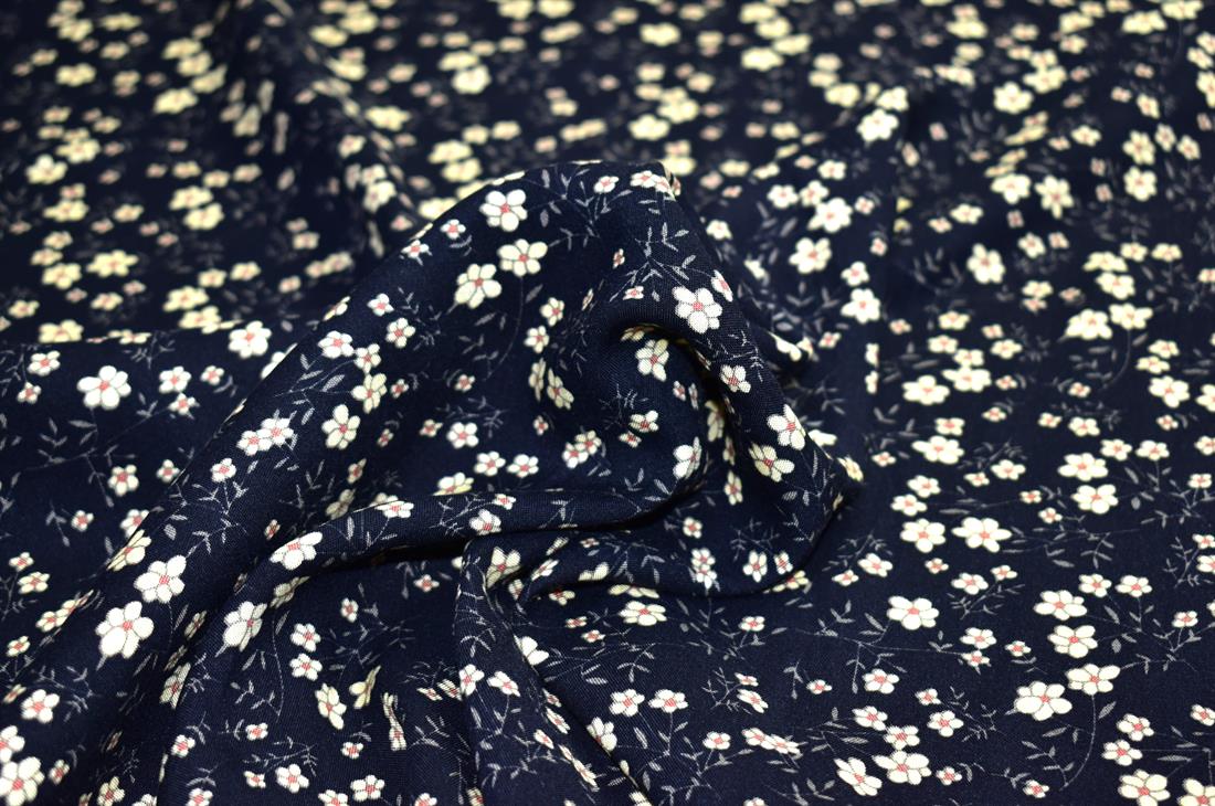 Black & Beige Printed Floral 100% Viscose Fabric Material