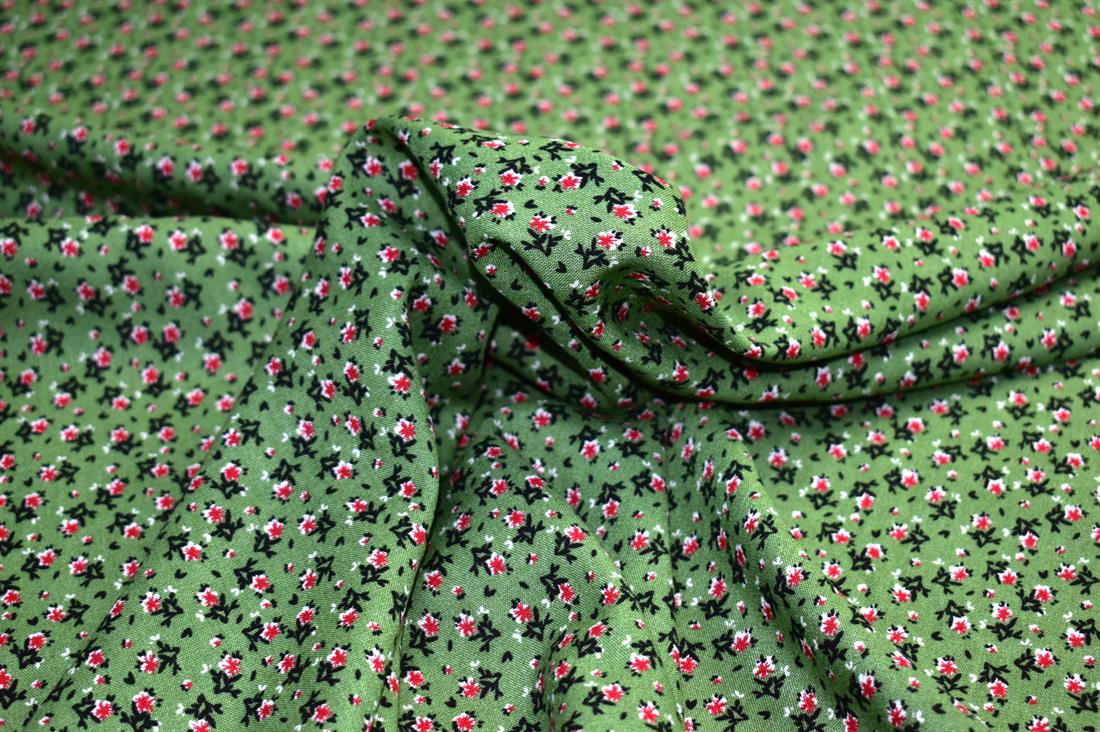 Sage Green & Pink Printed Floral 100% Viscose Fabric Material