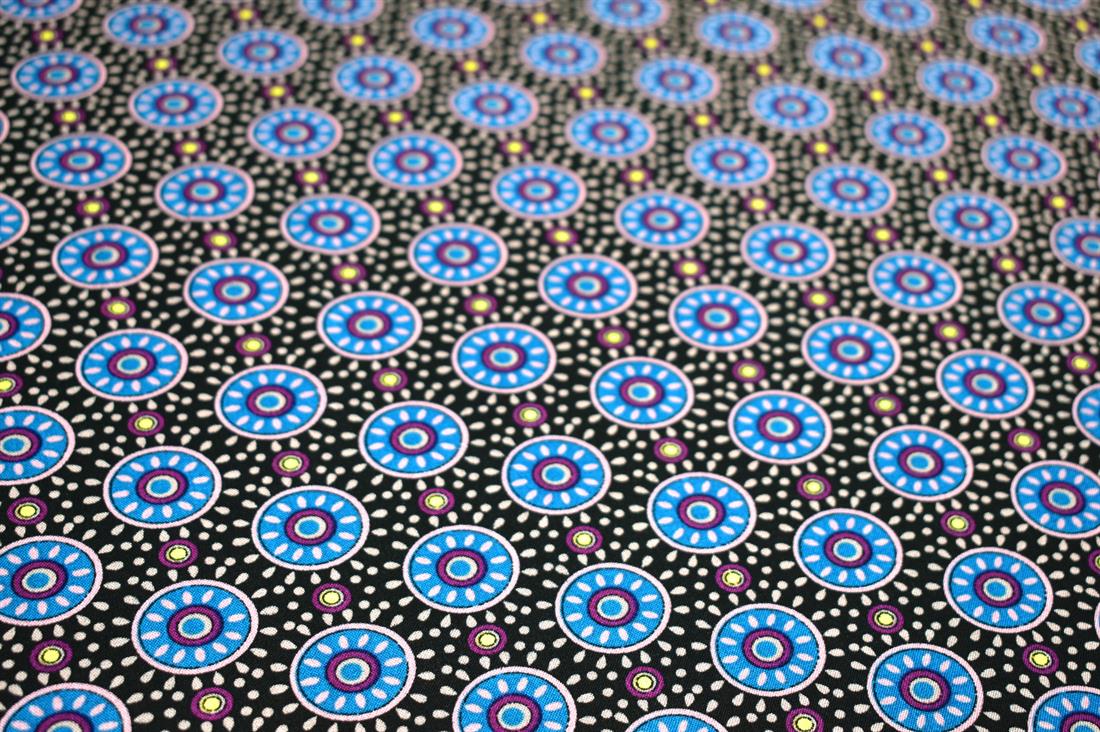 Black & Blue Printed Floral 100% Viscose Fabric Material