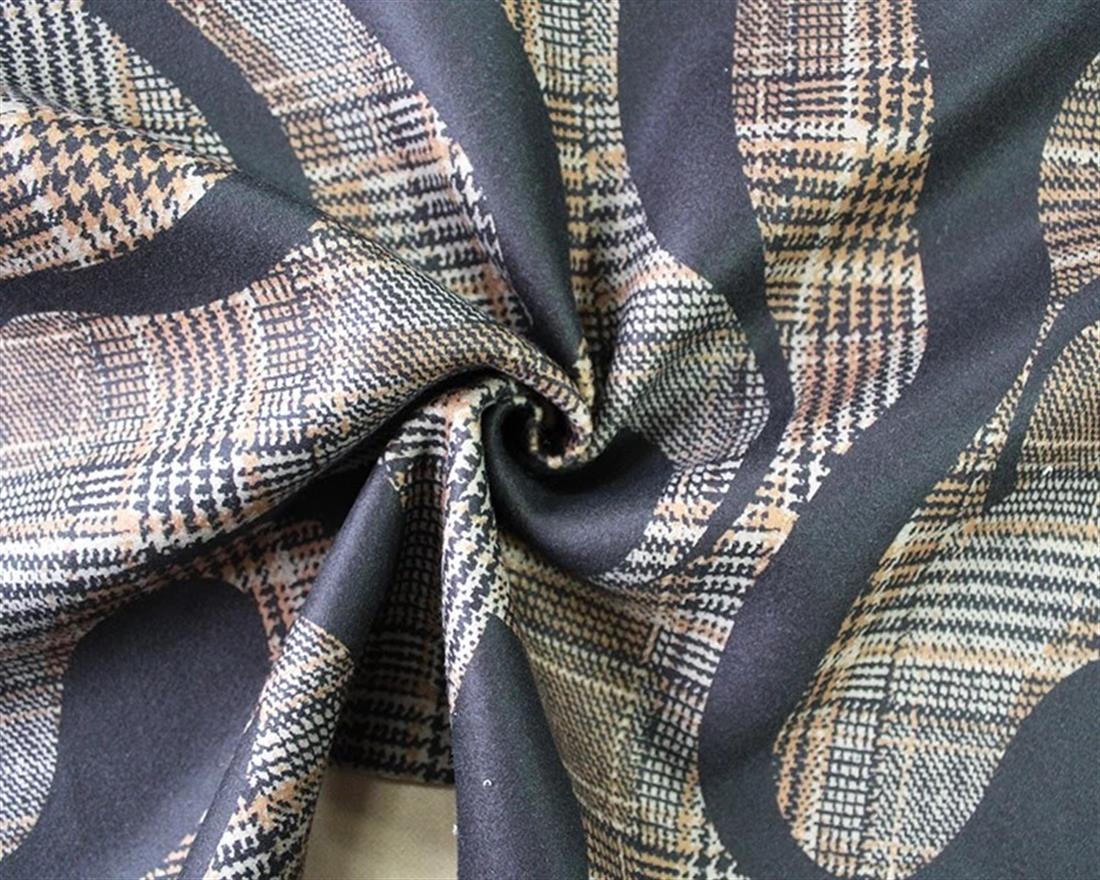 Black & Orange Black on Check Digital Wool Look