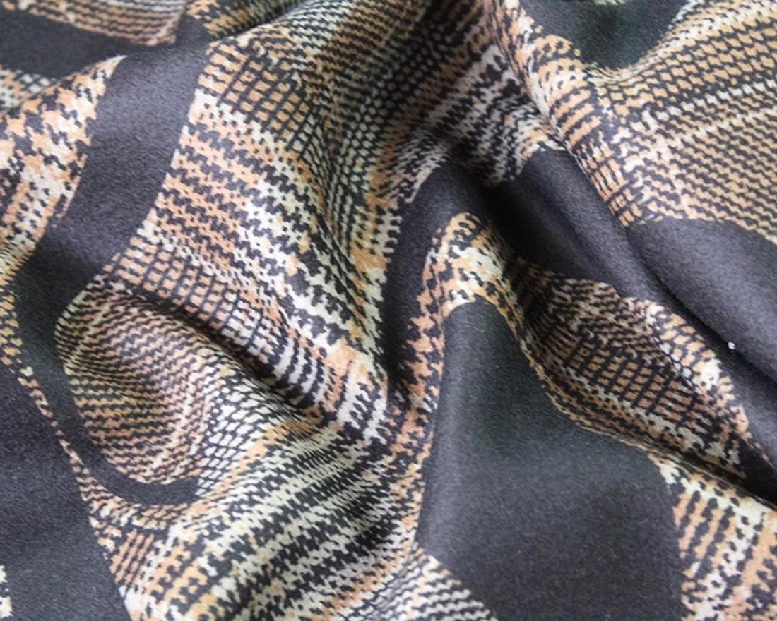Black & Orange Black on Check Digital Wool Look