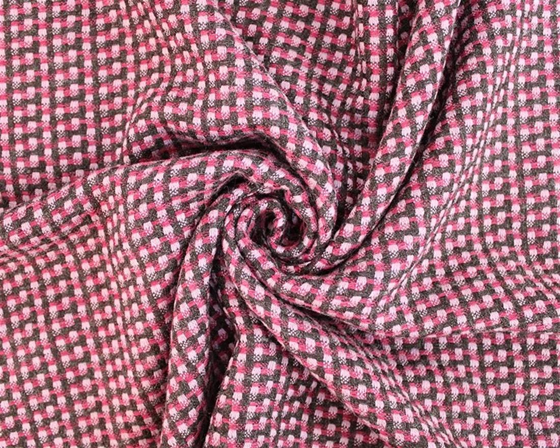 Fuchsia Square Tetris Suiting Wool