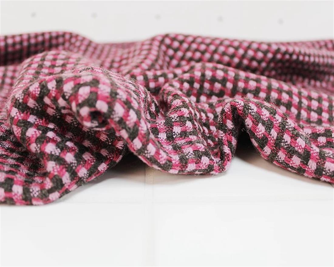 Fuchsia Square Tetris Suiting Wool