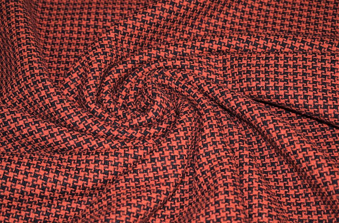 Red & Black Red/Black Printed Wool Fabric Material