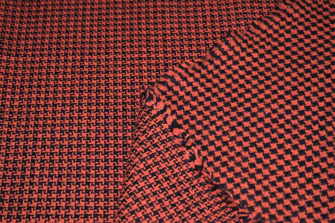 Red & Black Red/Black Printed Wool Fabric Material