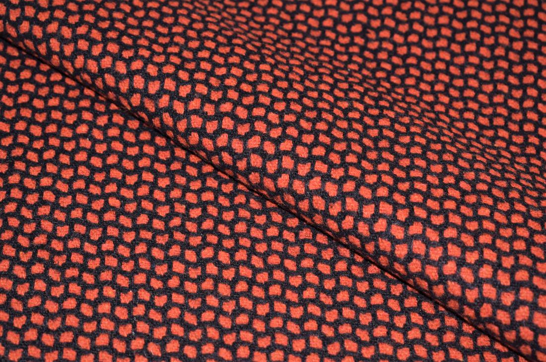Red & Black Red/Black Printed Wool Fabric Material