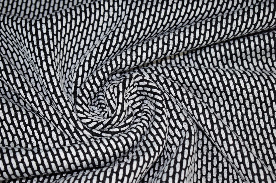 Black Printed Wool Fabric Material
