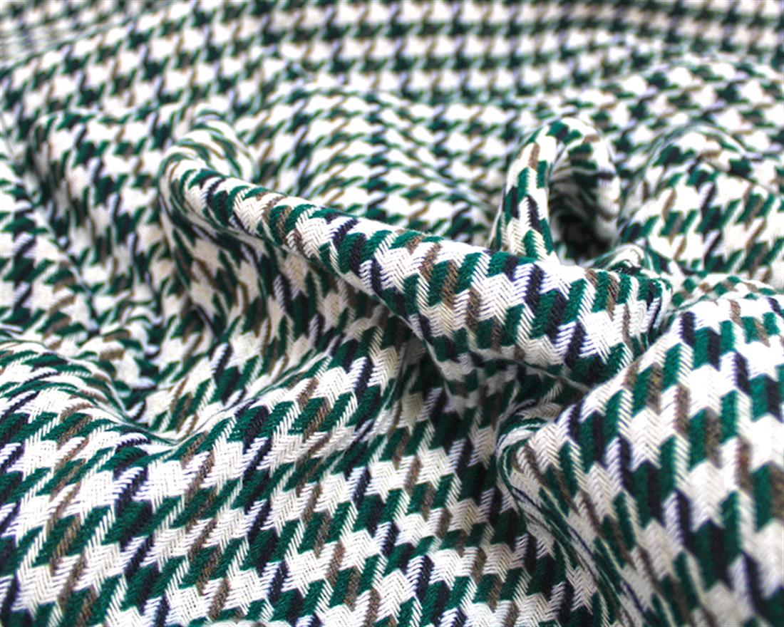 Green Houndstooth Wool Mix