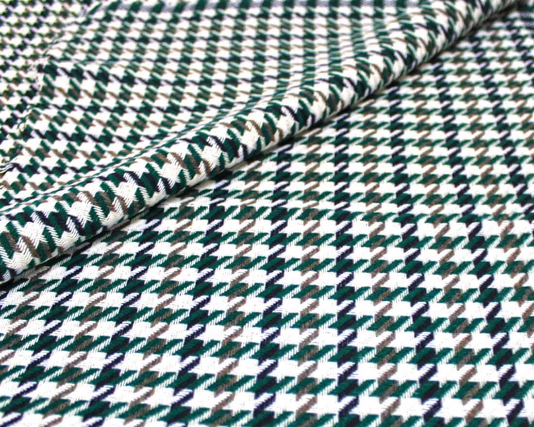 Green Houndstooth Wool Mix