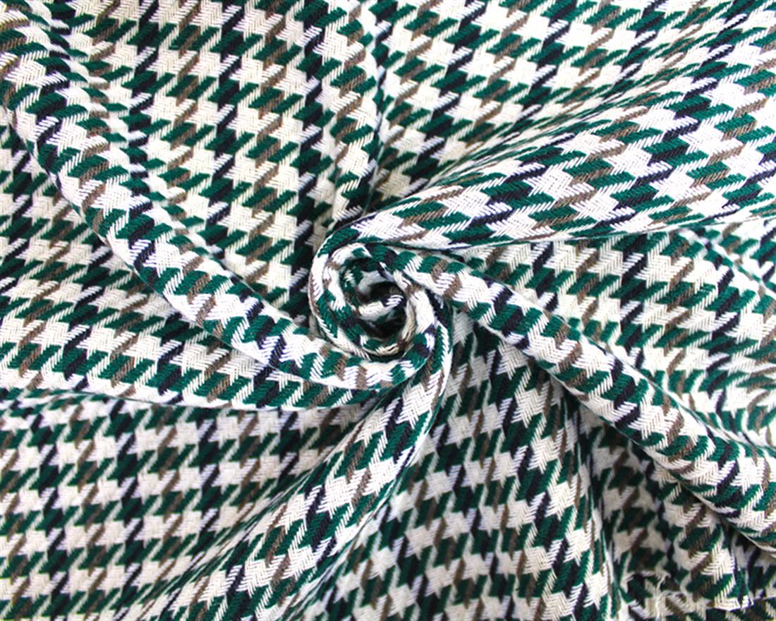 Green Houndstooth Wool Mix