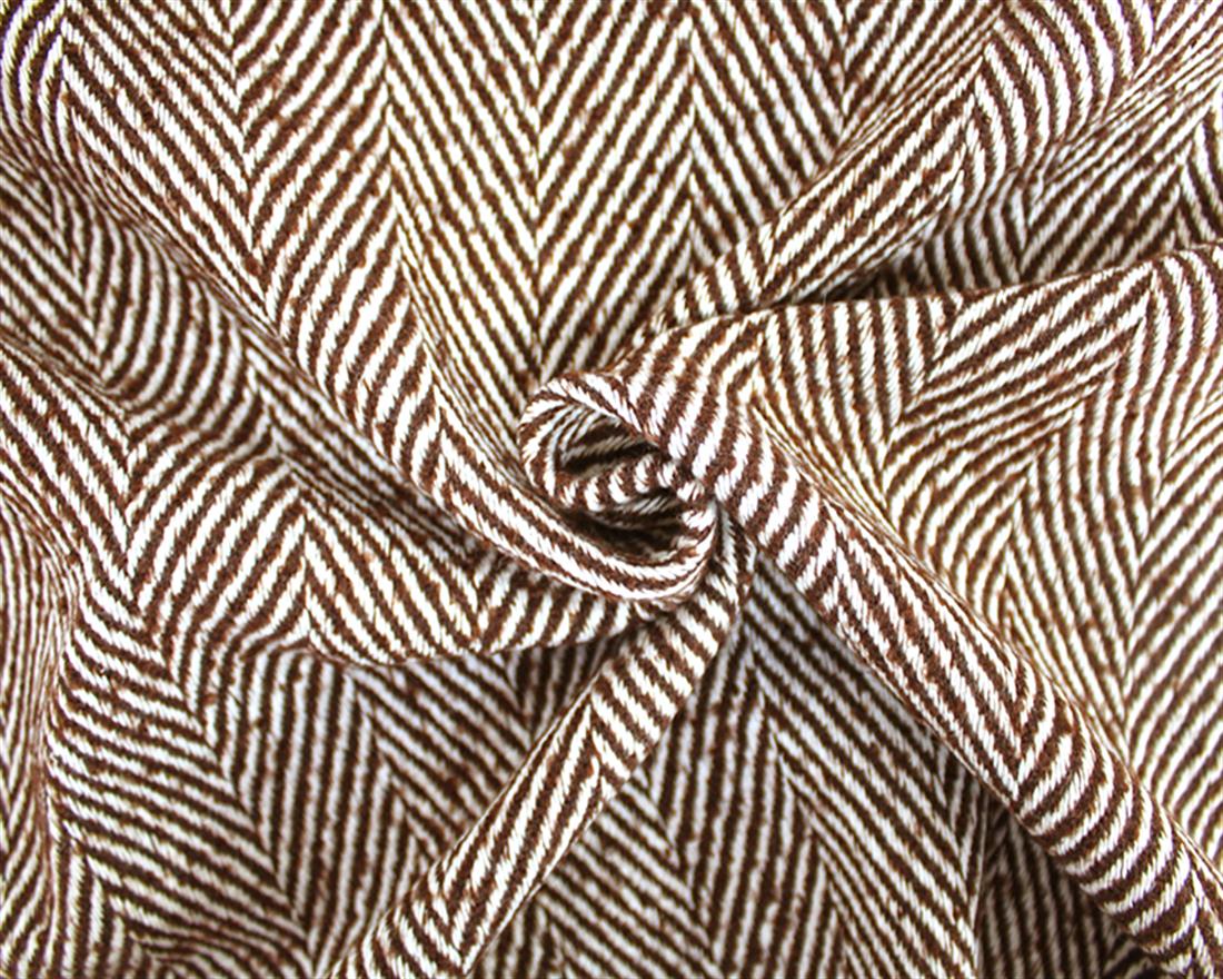 Brown Herringbone Wool Mix
