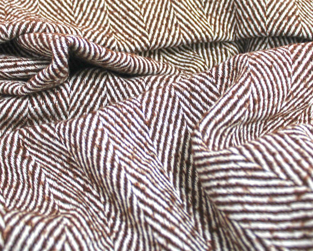 Brown Herringbone Wool Mix