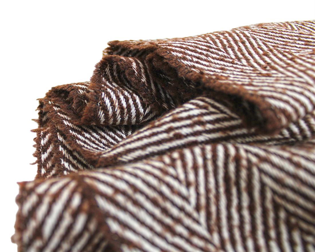 Brown Herringbone Wool Mix