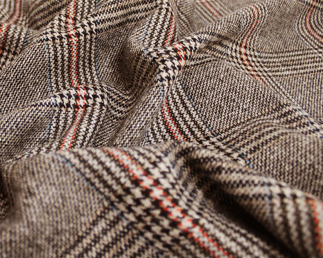 Beige Ditsy Dogtooth Tartan Wool Mix