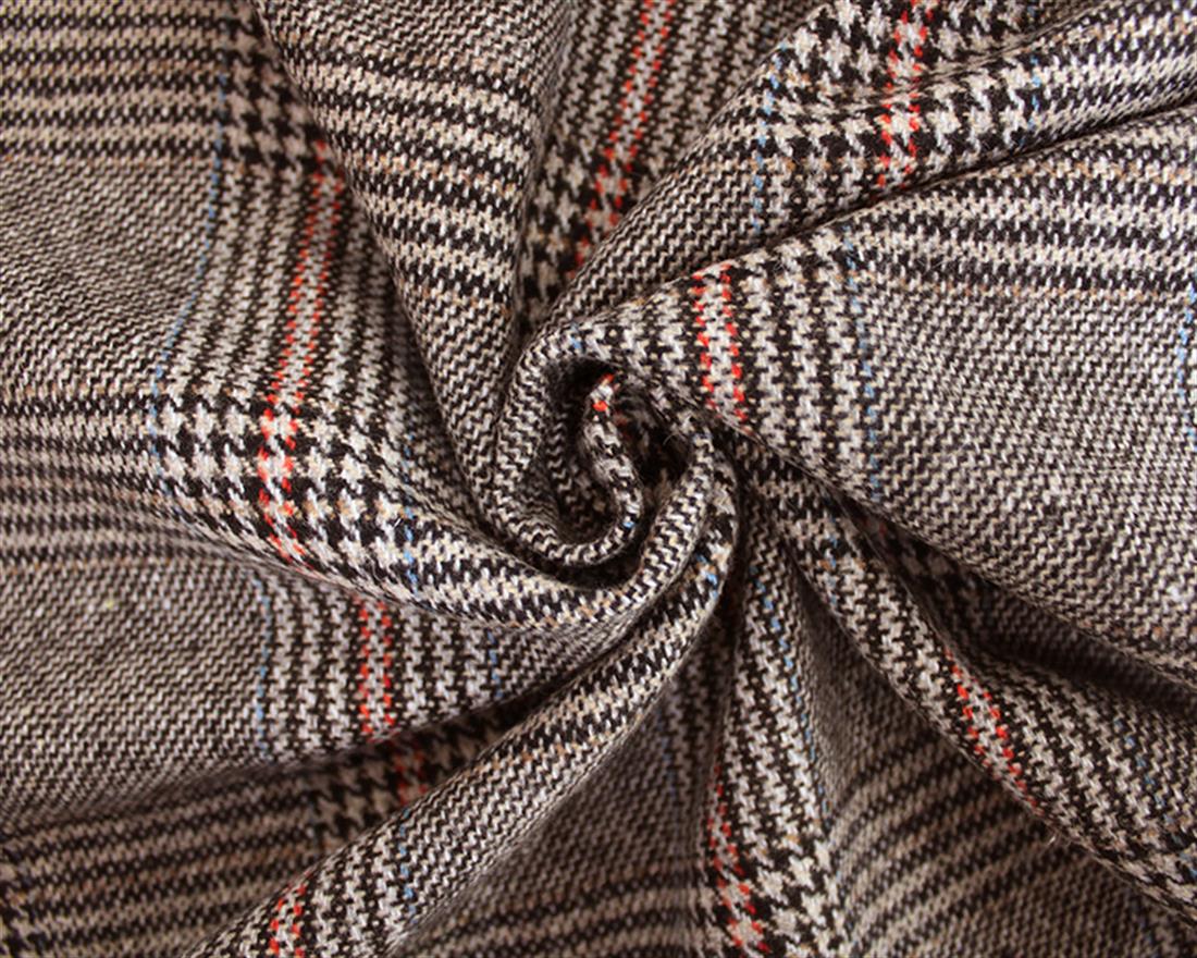 Beige Ditsy Dogtooth Tartan Wool Mix