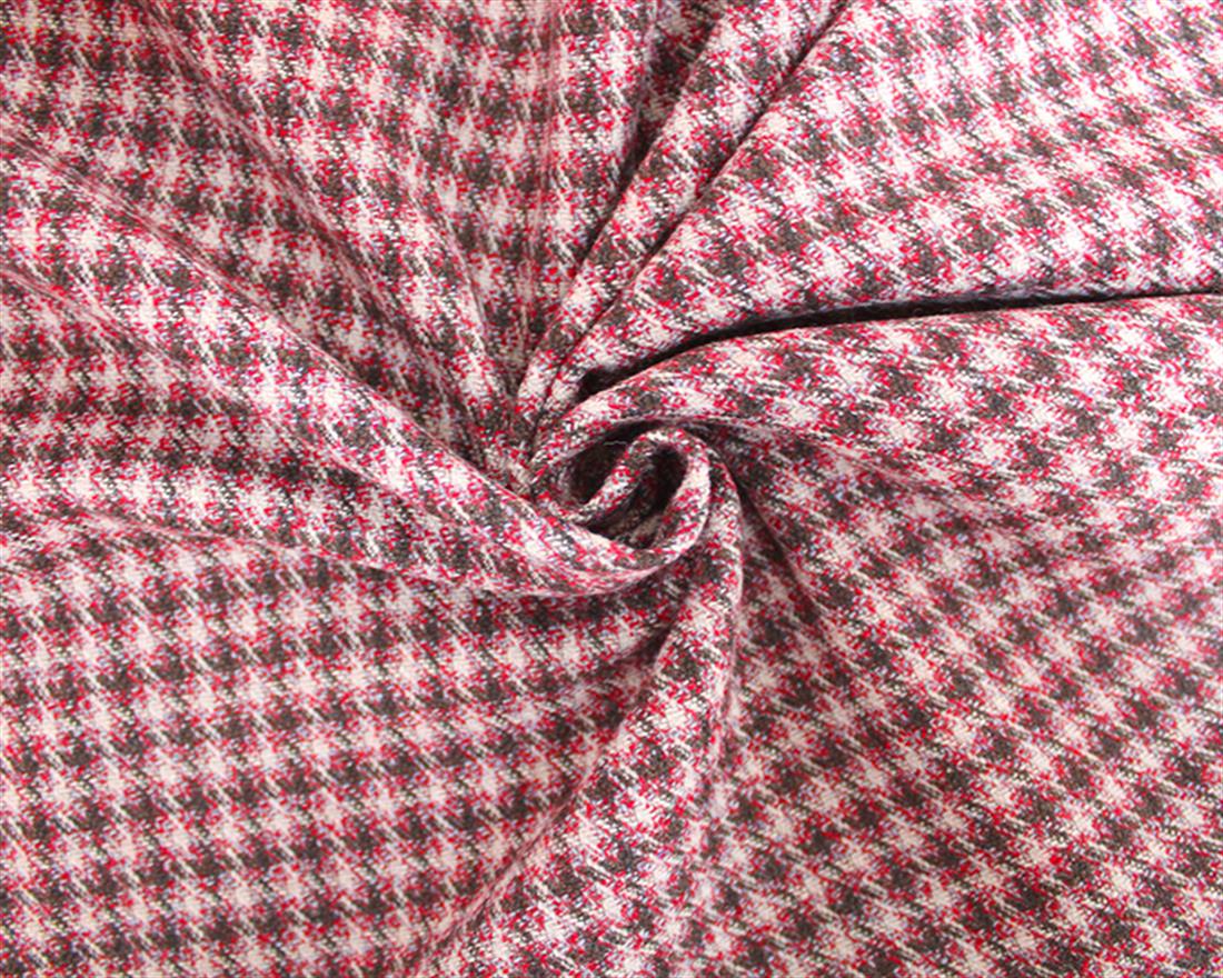 Dark Red Check Wool Mix