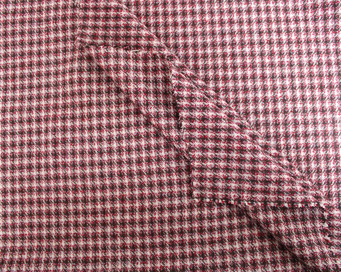 Dark Red Check Wool Mix