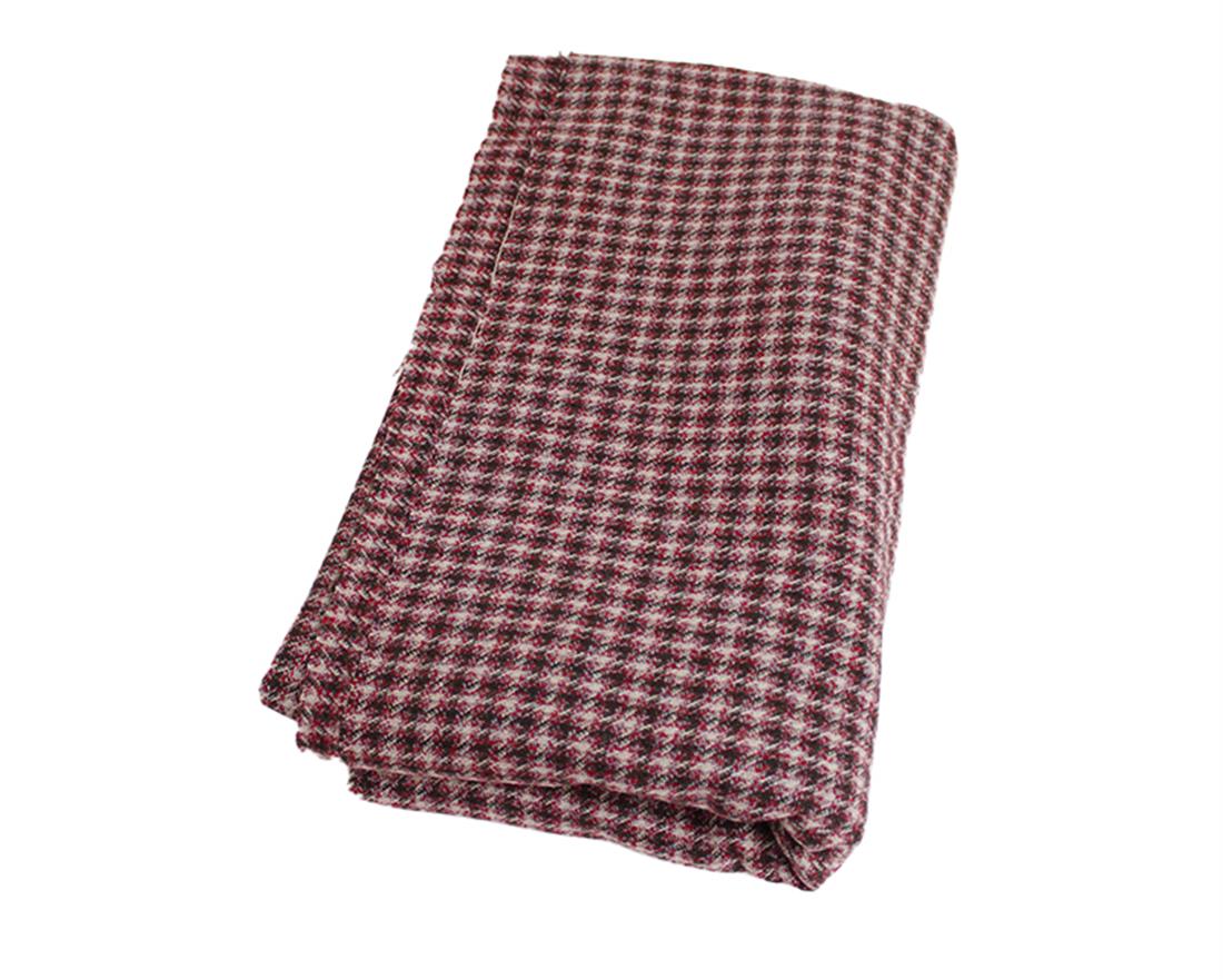 Dark Red Check Wool Mix