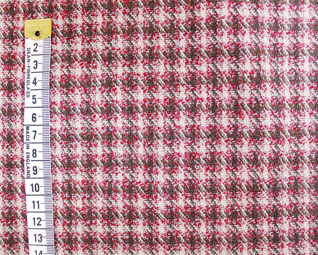 Dark Red Check Wool Mix
