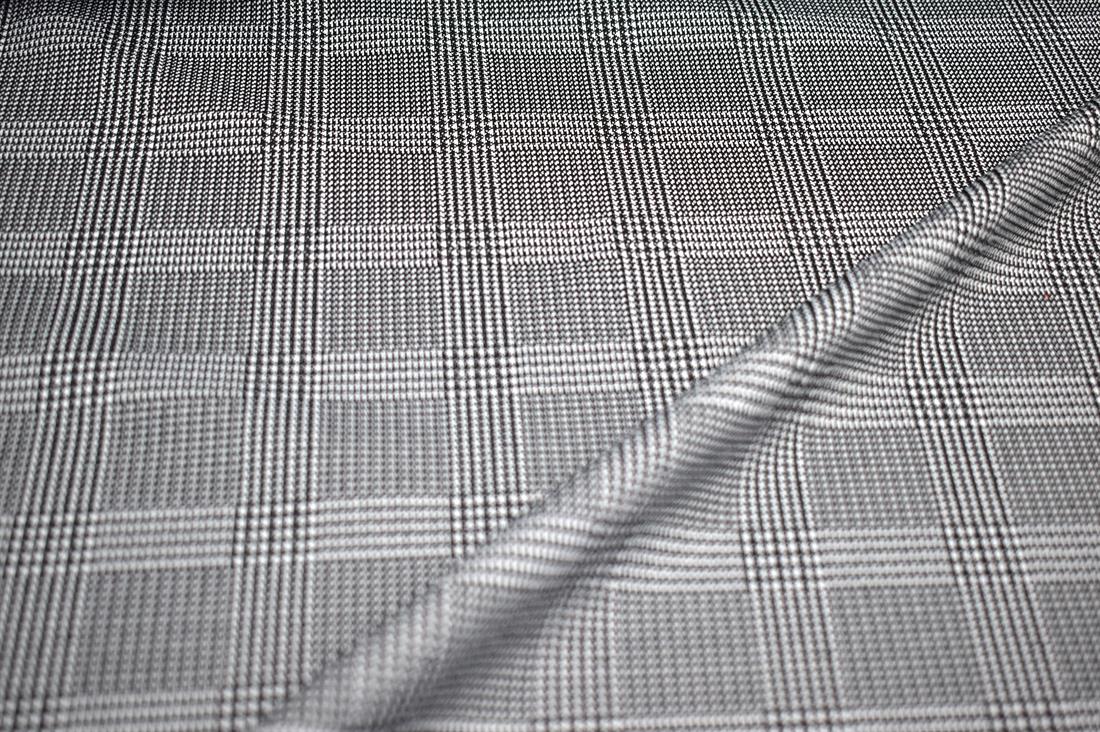 Charcoal Printed Wool Fabric Material