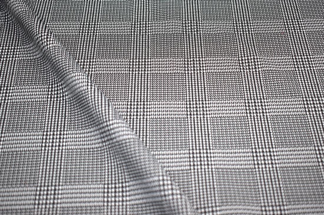 Charcoal Printed Wool Fabric Material